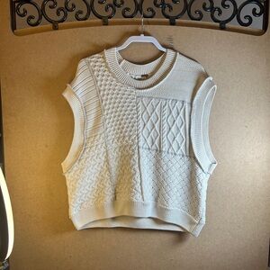Free People Cream Knit Sweater Vest
